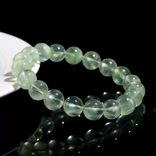 Natural Prehnite Bracelet - "AbundanceStone" for Anxiety Relief & Wealth Energy